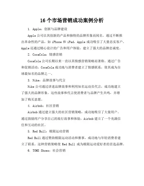 16个市场营销成功案例分析