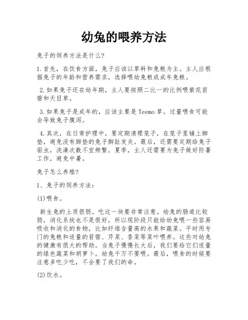 幼兔的喂养方法
