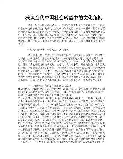 浅谈当代中国社会转型中的文化危机