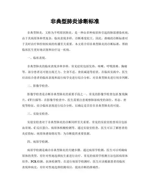 非典型肺炎诊断标准