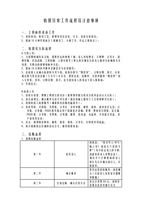 收银日常工作流程及注意事项