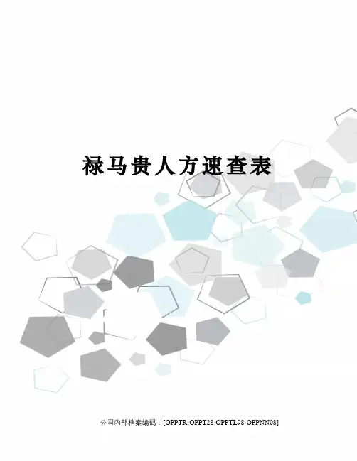 禄马贵人方速查表(终审稿)