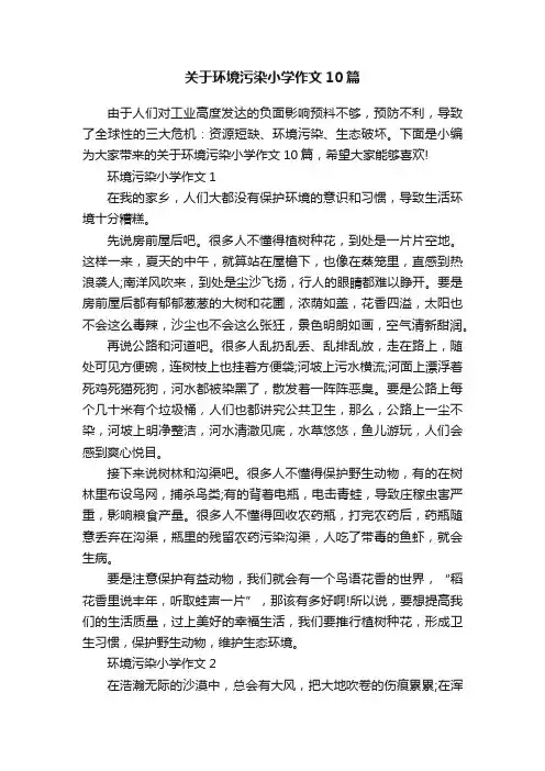 关于环境污染小学作文10篇