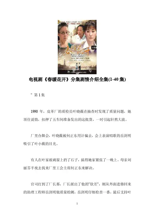 电视剧《春暖花开》分集剧情介绍全集（1-40集）