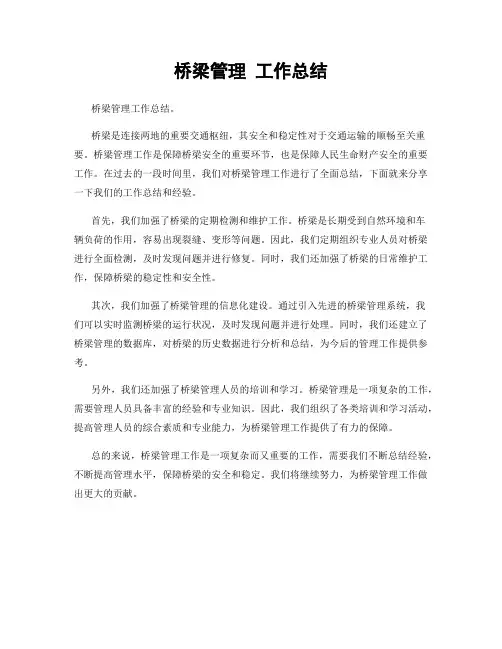 桥梁管理 工作总结