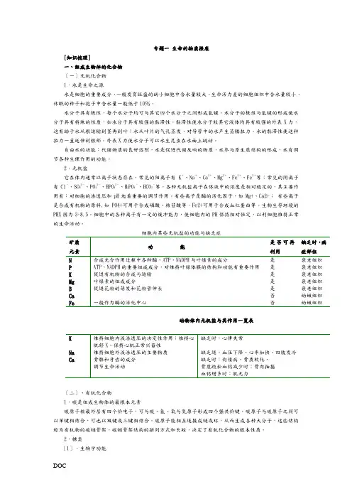 高中生物奥林匹克竞赛辅导专题讲座_专题一、二、三