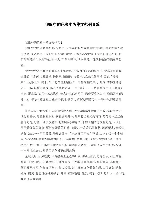 我眼中的色彩中考作文范例5篇