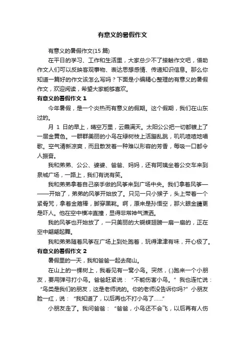 有意义的暑假作文（15篇）