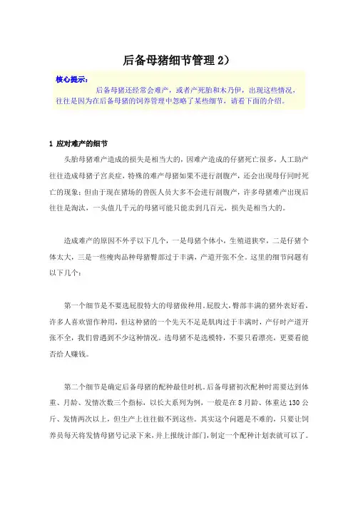 后备母猪细节管理2