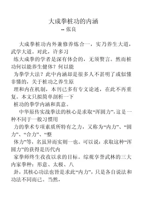大成拳桩功的内涵