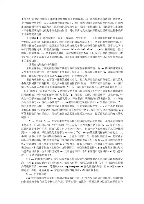 肝窦内皮细胞的结构及其功能