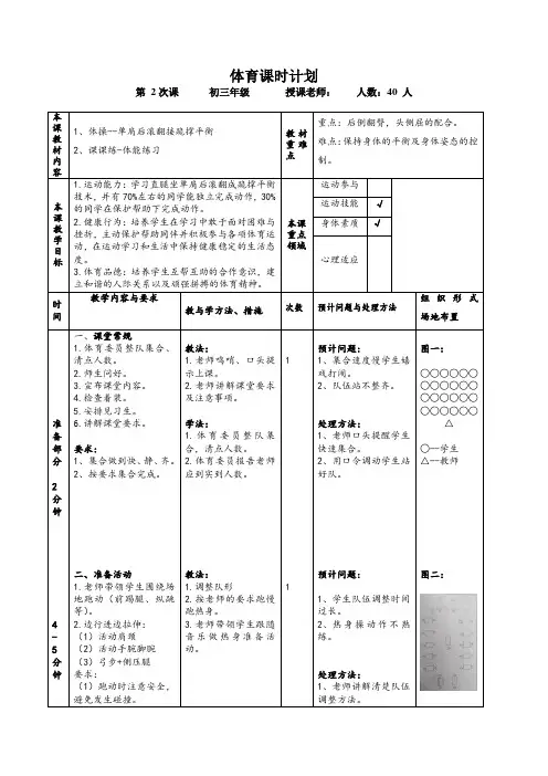体操-单肩后滚翻成跪撑平衡2体育课时计划