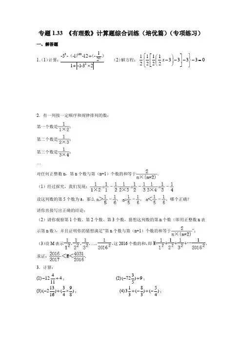 专题1.33 《有理数》计算题综合训练(培优篇)(专项练习)