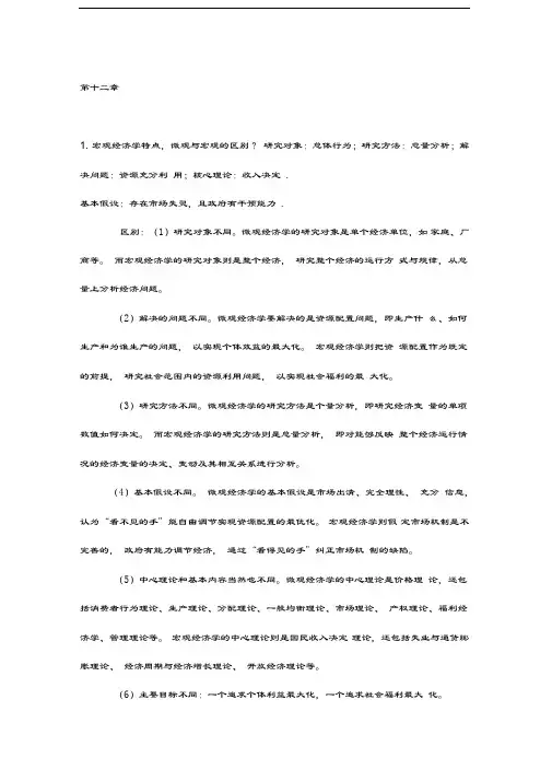 宏观经济学重点高鸿业版汇编