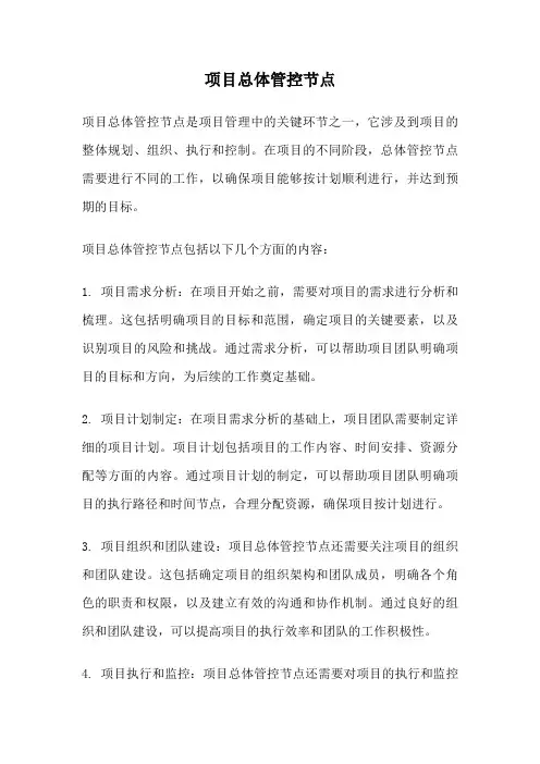项目总体管控节点