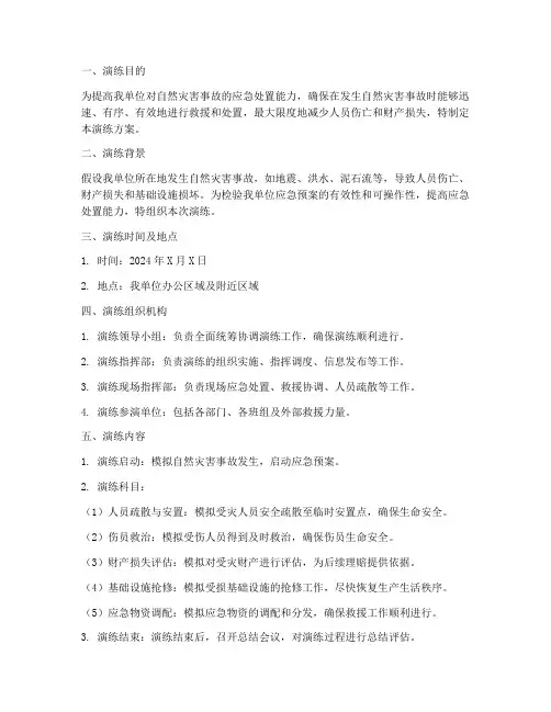 自然灾害事故应急演练方案