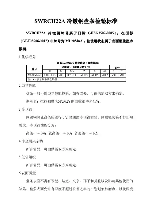 SWRCH精选A冷镦钢检验标准
