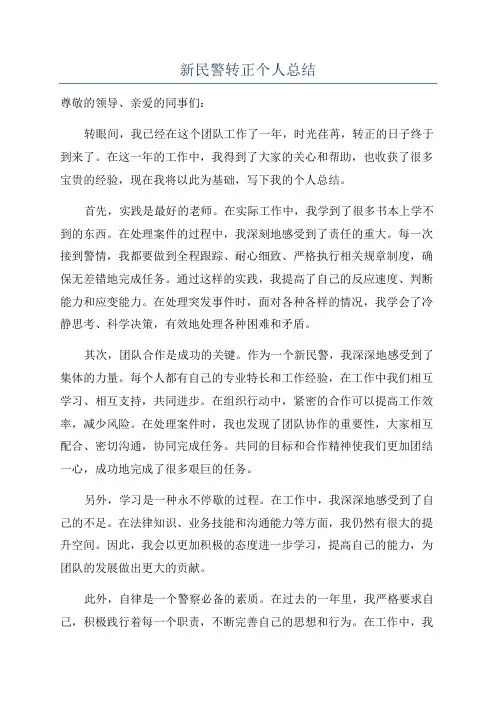 新民警转正个人总结