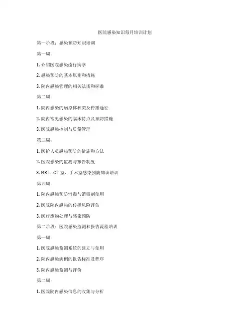 医院感染知识每月培训计划