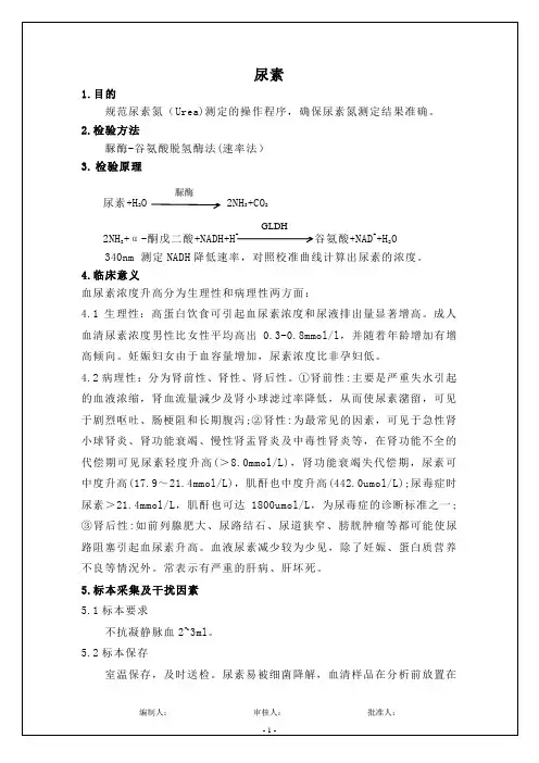 尿素检测标准操作规程SOP