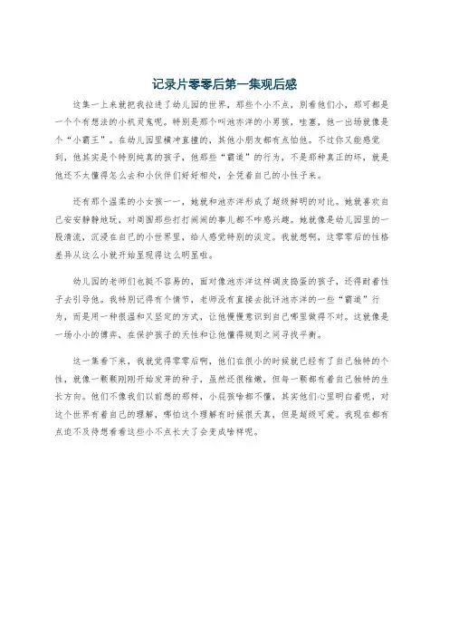 记录片零零后第一集观后感