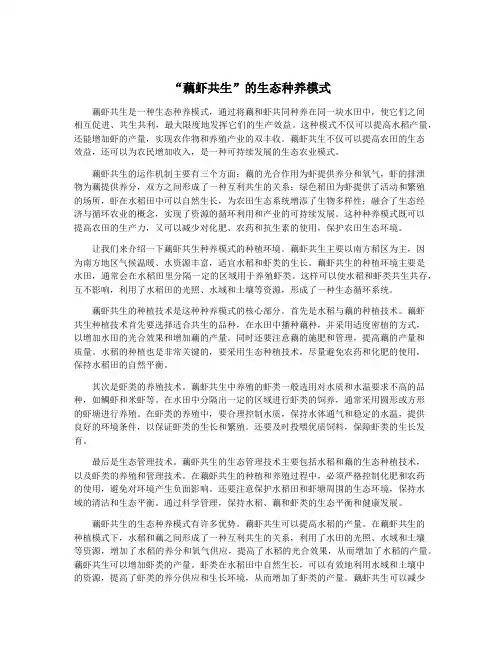 “藕虾共生”的生态种养模式