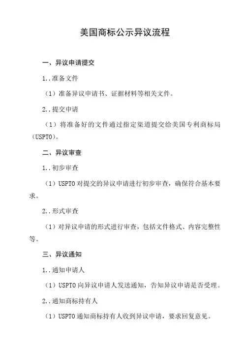 美国商标公示异议流程