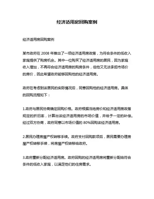 经济适用房回购案例