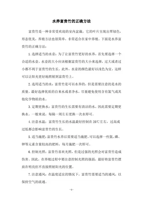 水养富贵竹的正确方法