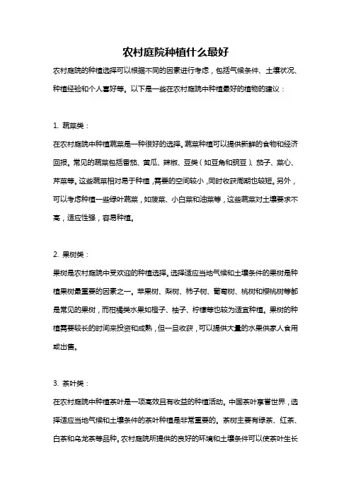 农村庭院种植什么最好