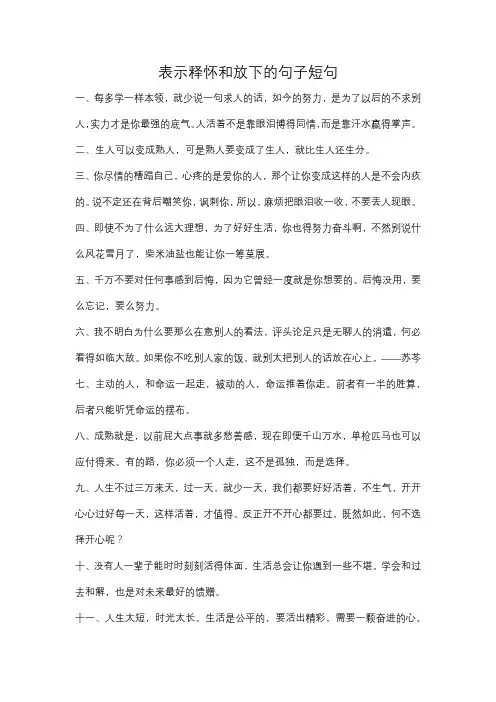 表示释怀和放下的句子短句
