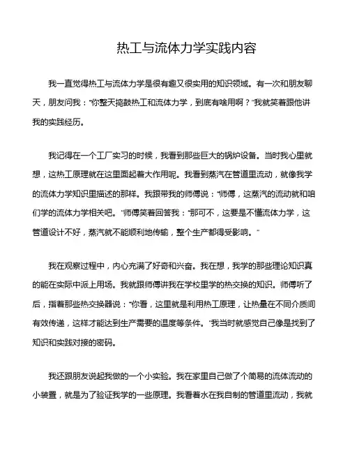 热工与流体力学实践内容