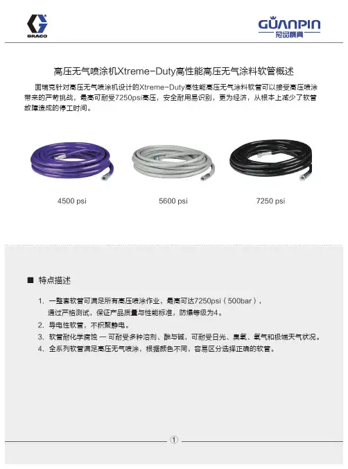 固瑞克高压无气喷涂机Xtreme-Duty高性能高压无气涂料软管概述