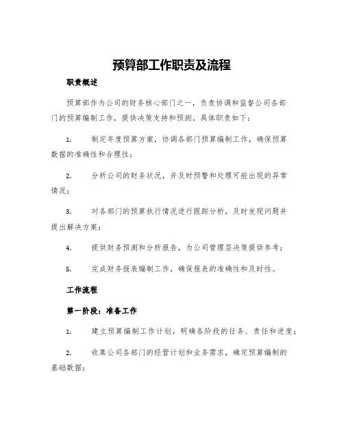 预算部工作职责及流程