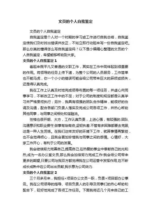 文员的个人自我鉴定