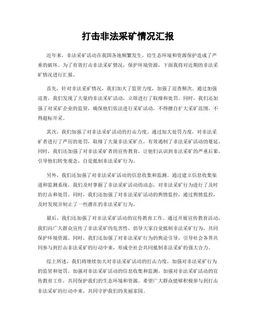 打击非法采矿情况汇报