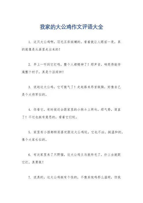 我家的大公鸡作文评语大全