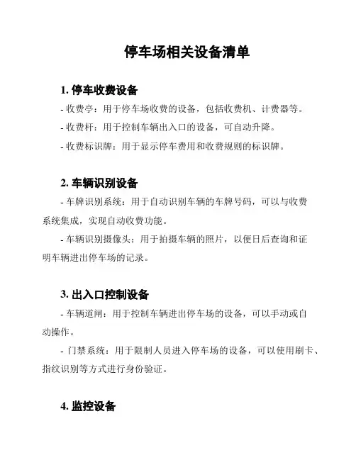 停车场相关设备清单