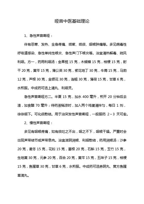 哑音中医基础理论