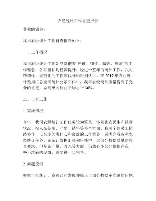 农经统计工作自查报告