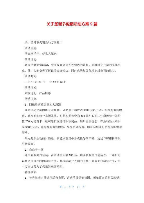 关于圣诞节促销活动方案5篇