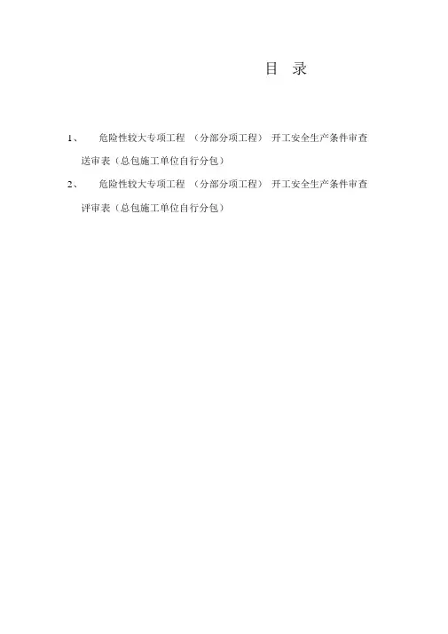 危险性较大专项工程(分部分项工程)开工安全生产条件审查评审表