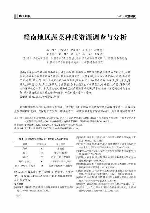 赣南地区蔬菜种质资源调查与分析