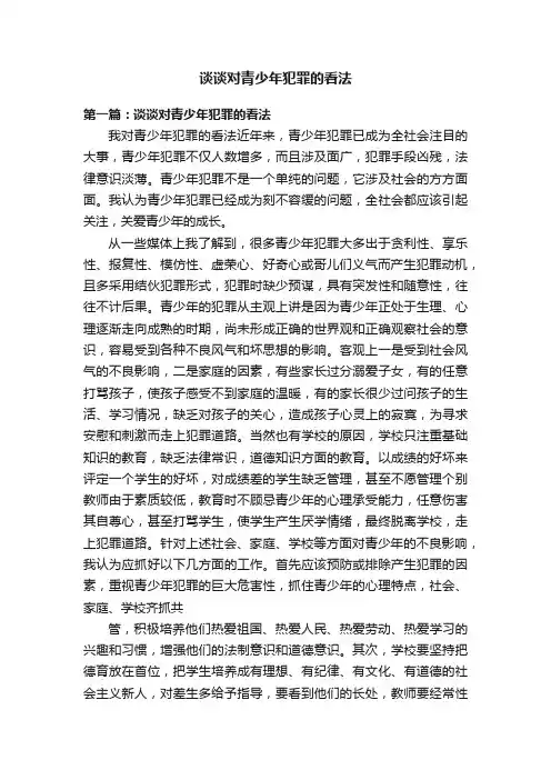 谈谈对青少年犯罪的看法