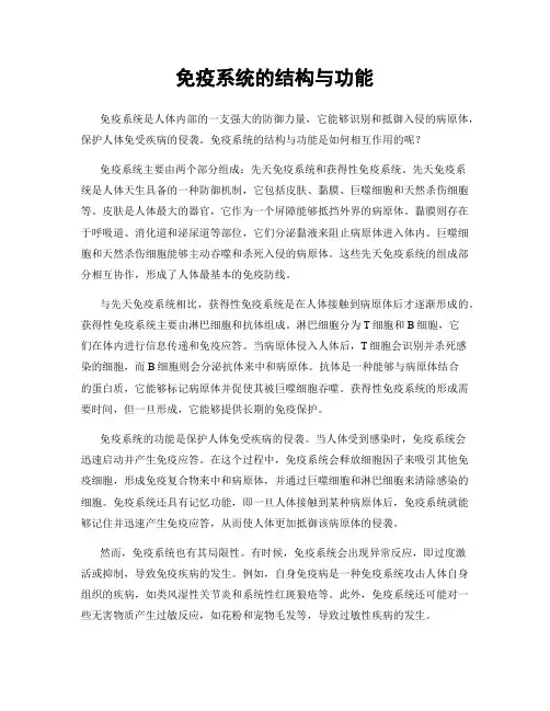 免疫系统的结构与功能