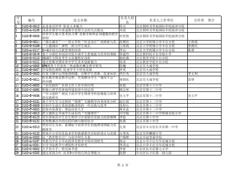 2015-2016学年度北京市基础教育科研优秀论文获奖名单(丰台)