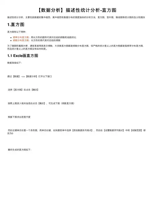 【数据分析】描述性统计分析-直方图