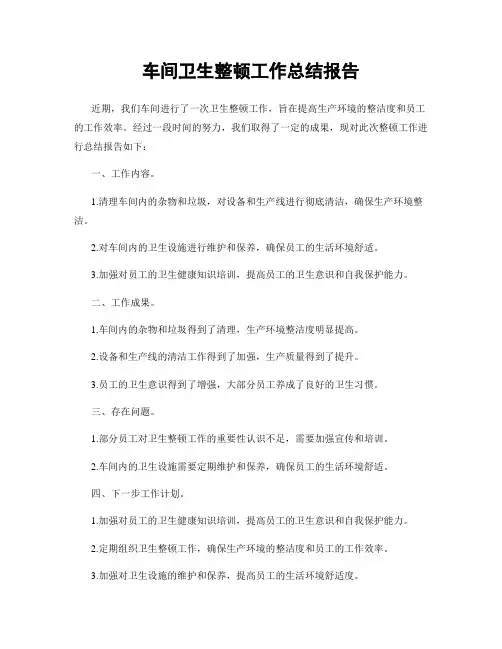 车间卫生整顿工作总结报告