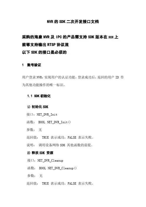 NVR的SKD二次开发接口