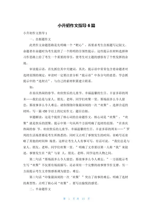 小升初作文指导6篇